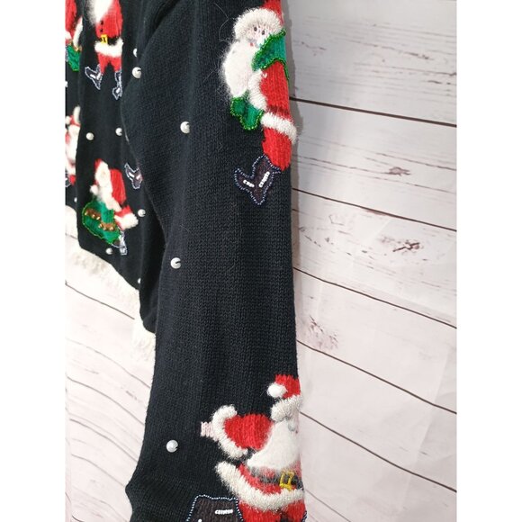 Philip &‎ Jane Gordon Santa Sweater Large Black With Removable Collar & Shoulder - Picture 5 of 9